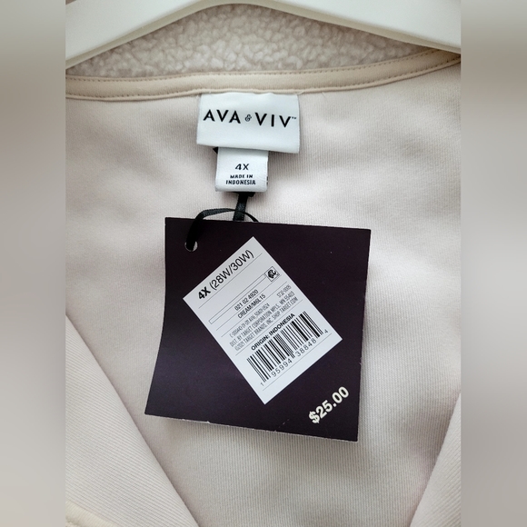 NWT Women's Plus Size 4X Fleece Pullover Outerwear Cream Color - Picture 7 of 16